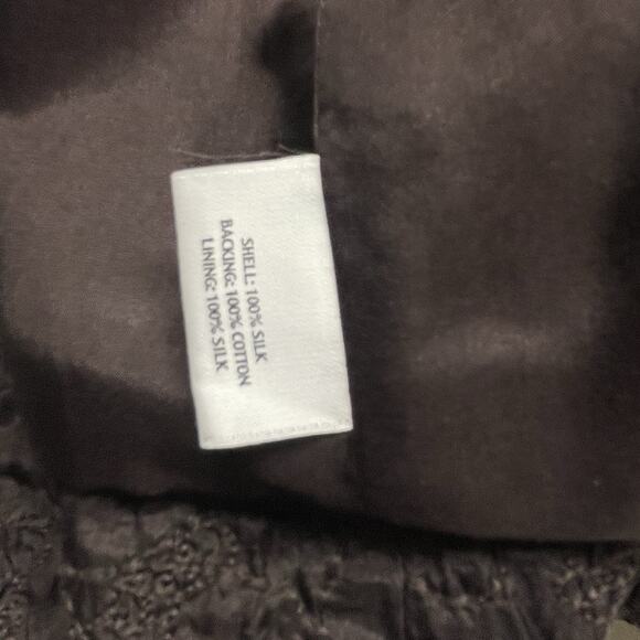 Eileen Fisher Brown Silk Open Front Embroidered Jacket Size Medium Quiet Luxury - Picture 5 of 5